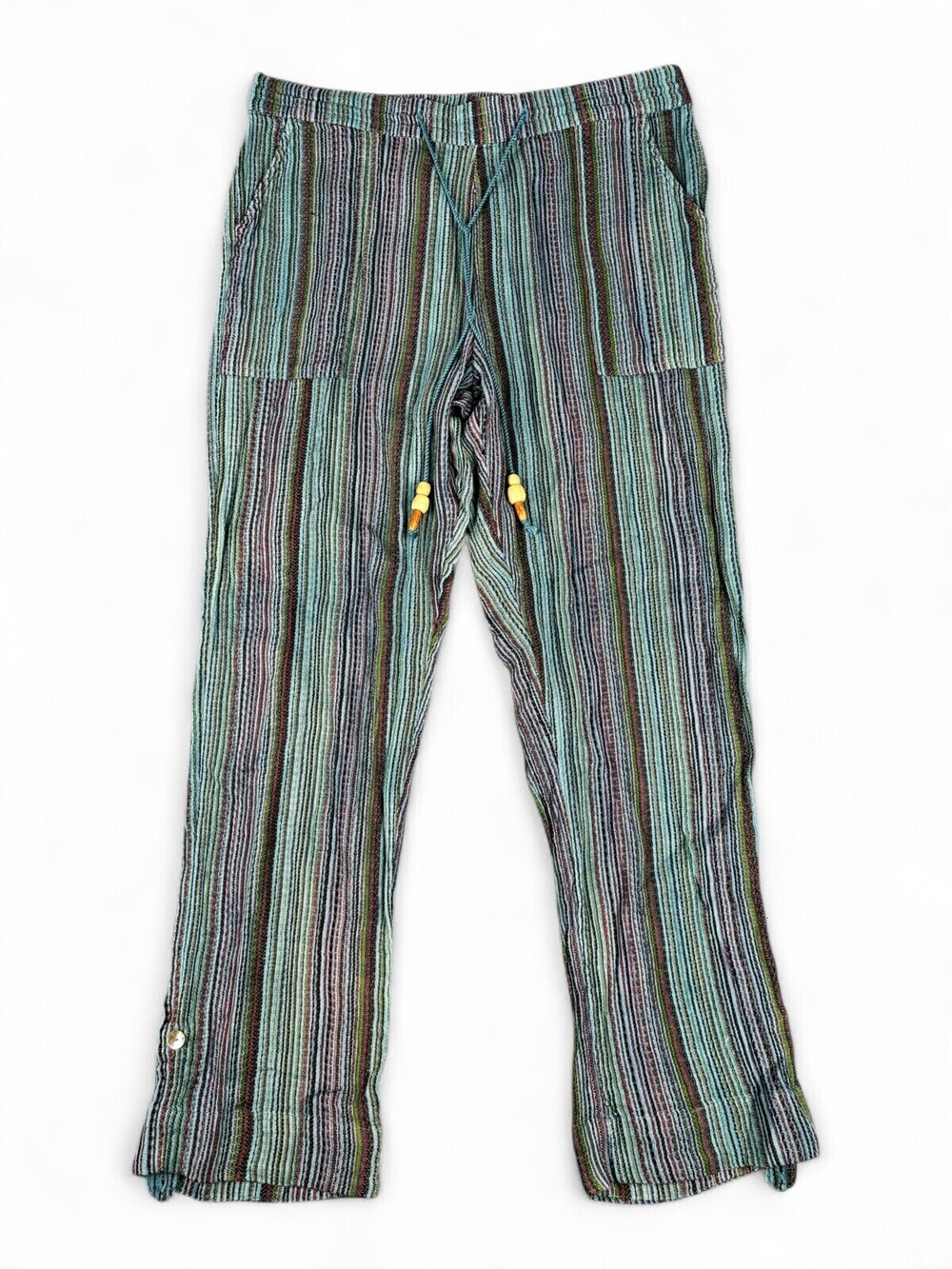 Sundance Striped Woven Drawstring Ankle Pants M